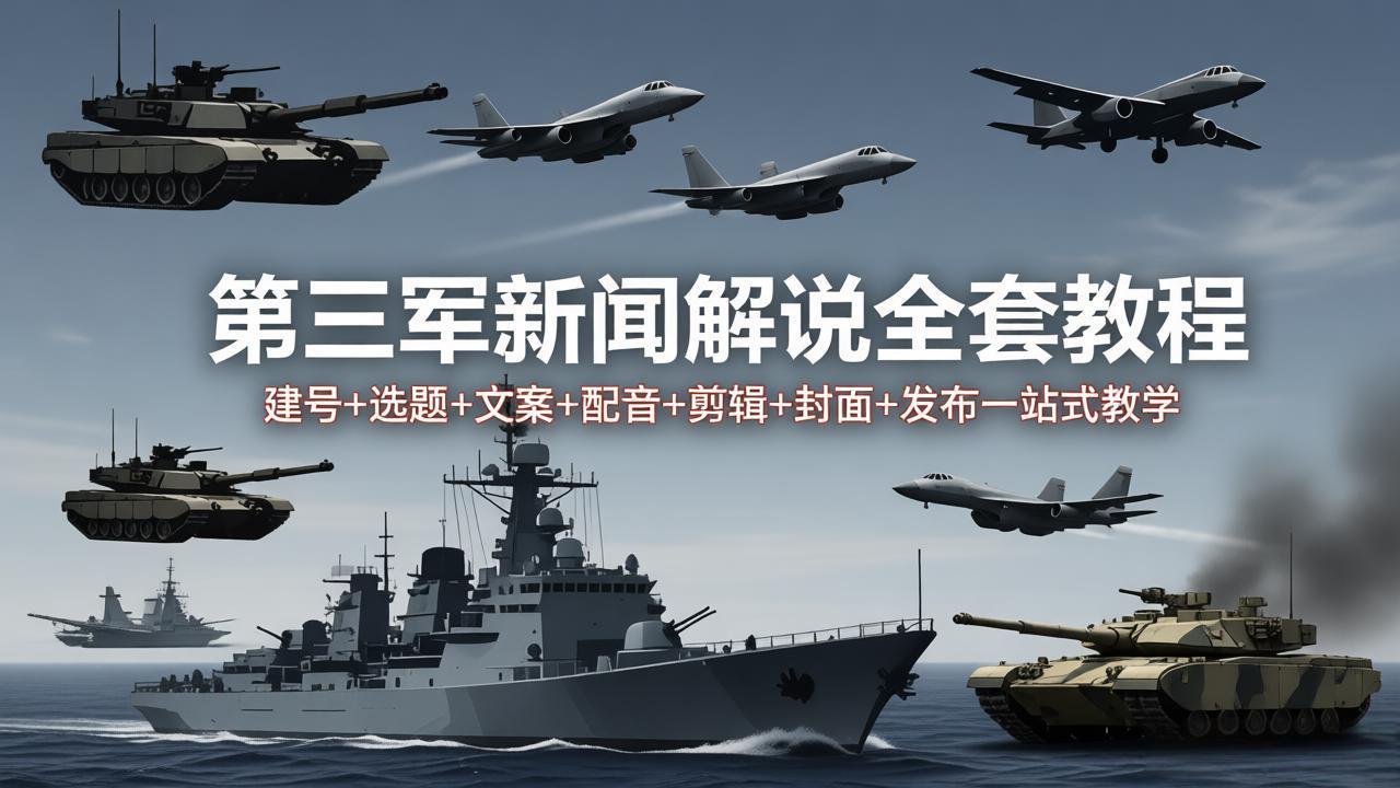 第三军迷新闻解说全套教程：建号+选题+文案+配音+剪辑+封面+发布一站式教学 - 来及网络