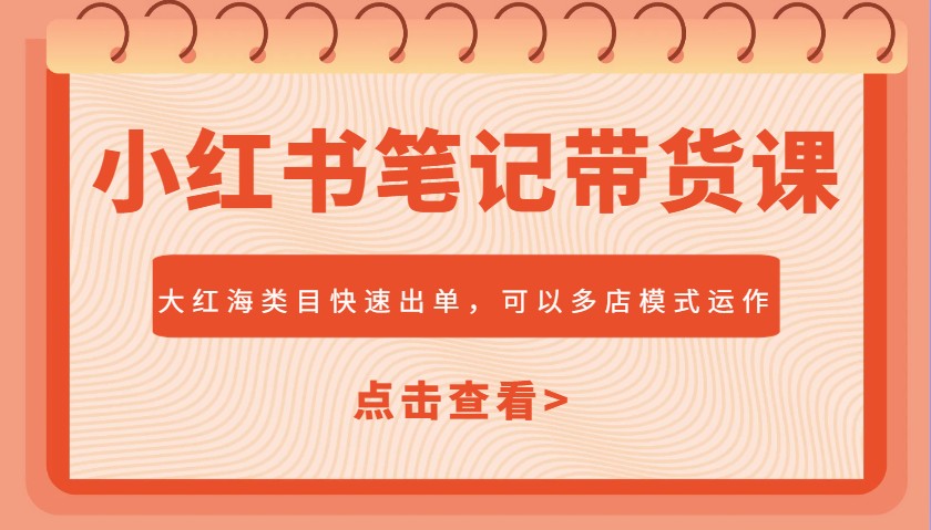 小红书笔记带货课，大红海类目快速出单，市场大，可以多店模式运作 - 来及网络