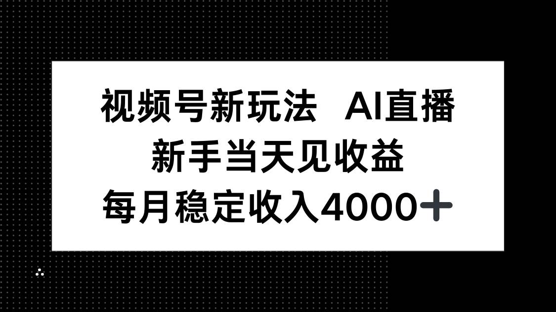 （16080期）视频号新玩法AI直播，新手小白当天见收益，月入4000+ - 来及网络