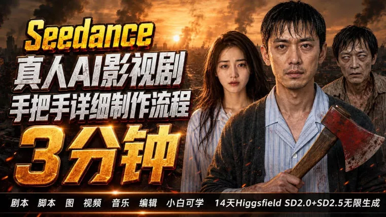 3分钟真人AI影视剧怎么做？SD 2.0手把手完整制作流程｜Higgsfield 14天SD 2.0/2.5无限生成 - 来及网络