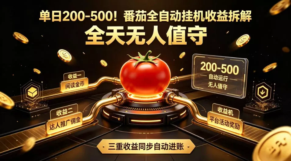 单日200-500！番茄全自动挂G收益拆解，全天无人值守，矩阵操作收益翻倍【揭秘】 - 来及网络