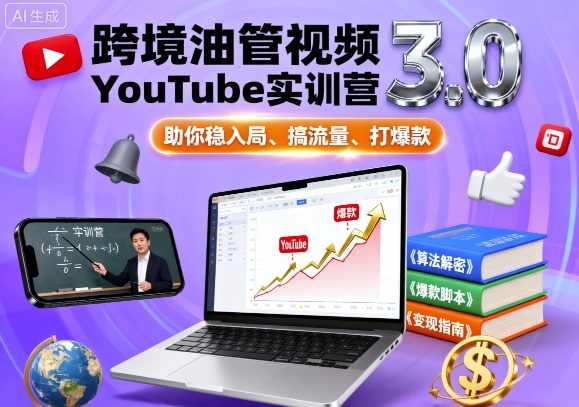 跨境油管视频YouTube实训营3.0，助你稳入局、搞流量、打爆款 - 来及网络