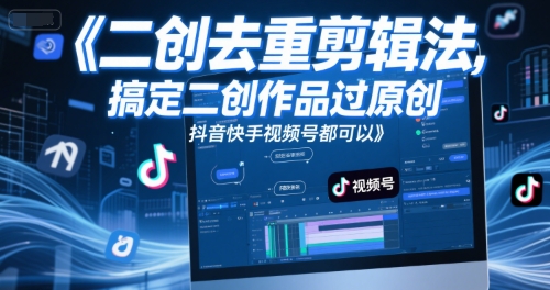 短视频二创去重剪辑法，搞定二创作品过原创，抖音快手视频号都可以 - 来及网络