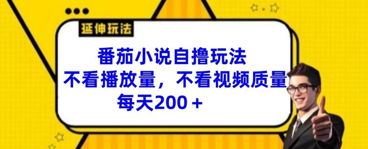 番茄小说自撸玩法，不看播放量，不看视频质量，每天200+【揭秘】 - 来及网络