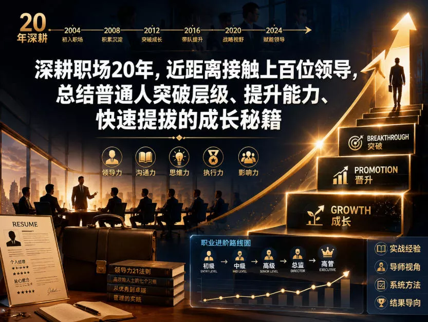 付费文章：深耕职场20年，近距离接触上百位领导，总结普通人突破层级、提升能力、快速提拔的成长秘籍(全网独家干货) - 来及网络