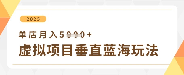 虚拟项目垂直玩法，实现单店月入5k+ - 来及网络