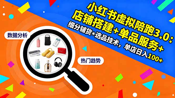 小红书虚拟陪跑3.0：店铺搭建+单品服务+细分铺货+选品技术，单店日入100+ - 来及网络