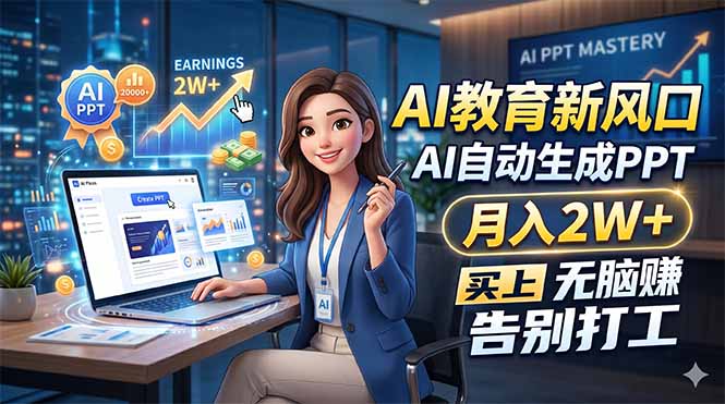 AI教育新风口，AI自动生成PPT，月入2W+，无脑赚，告别打工 - 来及网络
