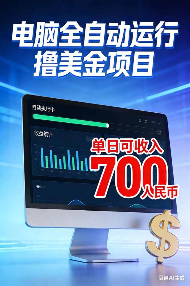 （17169期）2026年电脑全自动赚美金项目，单电脑日收益700+ - 来及网络