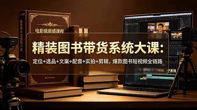 精装图书带货系统大课：定位+选品+文案+配音+实拍+剪辑，爆款图书短视频全链路 - 来及网络