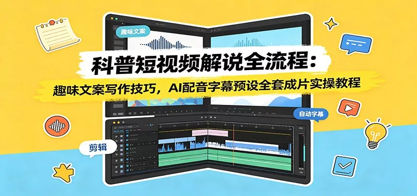 科普短视频解说全流程：趣味文案写作技巧，AI配音字幕预设全套成片实操教程 - 来及网络