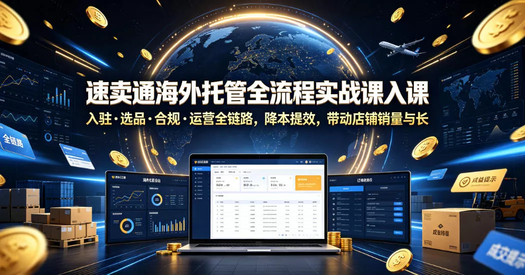 速卖通海外托管全流程实战课入驻・选品・合规・运营全链路，降本提效，带动店铺销量与收益增长 - 来及网络