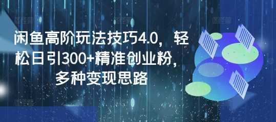 闲鱼高阶玩法技巧4.0，轻松日引300+精准创业粉，多种变现思路 - 来及网络