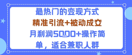 小众赛道玩法：当下最热门的变现方式，精准引流+被动成交月利润5k+操作简单，适合兼职人群 - 来及网络