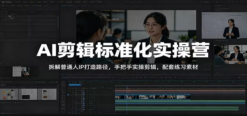 AI剪辑标准化实操营：拆解普通人IP打造路径，手把手实操剪辑，配套练习素材 - 来及网络