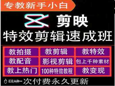 剪映特效教程和运营变现教程，特效剪辑速成班，专教新手小白 - 来及网络