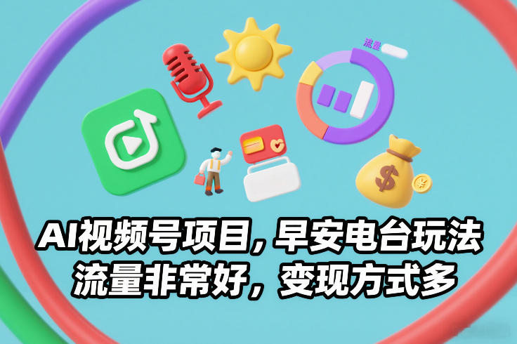 AI视频号项目，早安电台玩法，流量非常好，变现方式多 - 来及网络