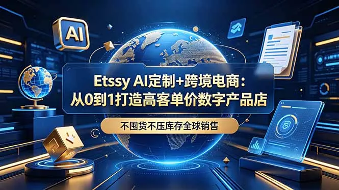 Etsy AI定制+跨境电商：从0到1打造高客单价数字产品店，不囤货不压库存全球销售 - 来及网络