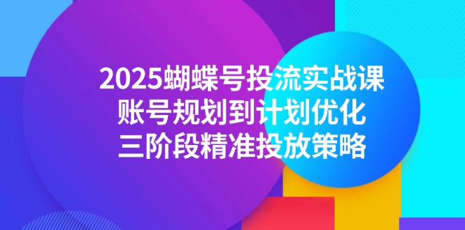 2025蝴蝶号投流实战课，账号规划到计划优化，三阶段精准投放策略 - 来及网络