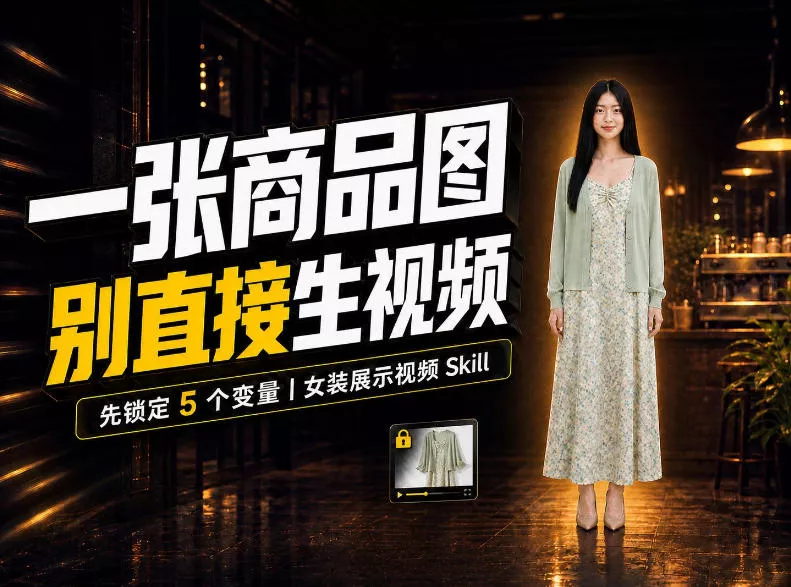 女装AI视频总翻车？问题不在提示词，女装展示视频Skill先锁定5个变量！ - 来及网络