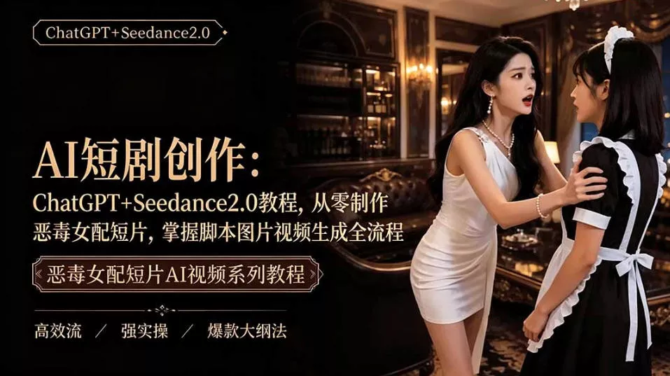 AI短剧从零创作实战课｜ChatGPT脚本撰写+Seedance2.0视频生成，恶毒女配短剧全流程教程 - 来及网络