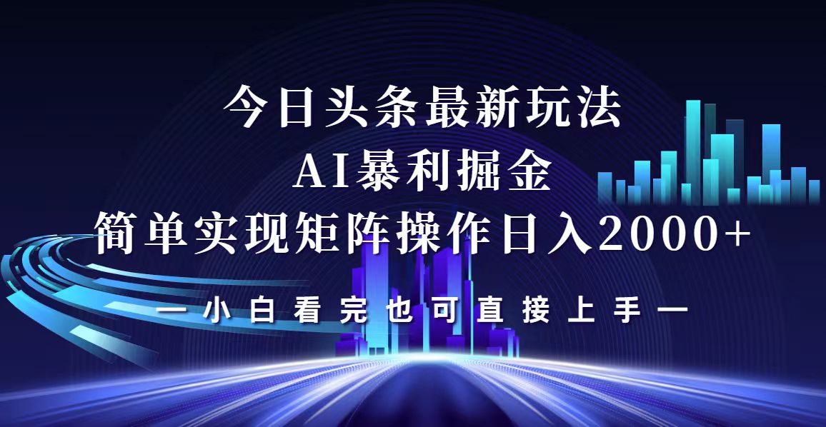 （12610期）今日头条最新掘金玩法，轻松矩阵日入2000+ - 来及网络