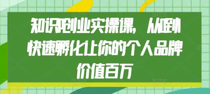 知识IP创业实操课，从0到1快速孵化让你的个人品牌价值百万 - 来及网络