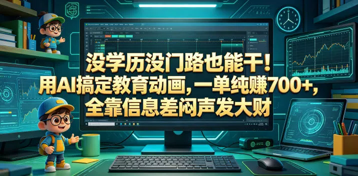 没学历没门路也能干！用AI搞定教育动画，一单纯賺700+，全靠信息差闷声发大财【揭秘】 - 来及网络