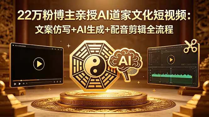 22万粉博主亲授AI道家文化短视频：文案仿写+AI生成+配音剪辑全流程 - 来及网络
