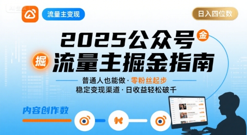 公众号流量主变现项目2025，普通人也能通过这个项目日入四位数 - 来及网络