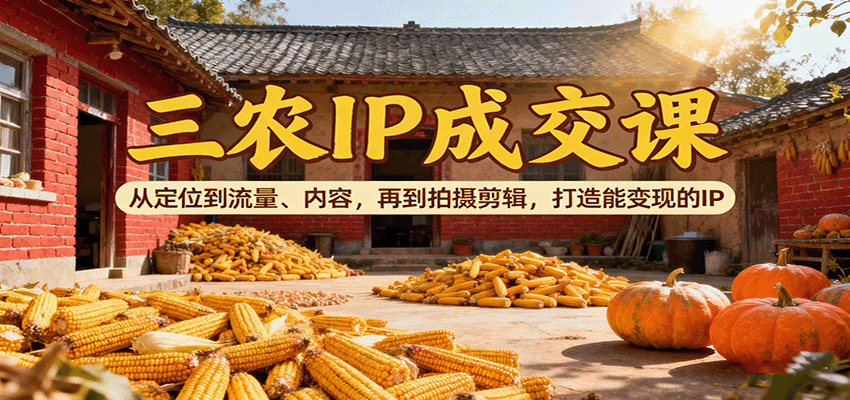 三农IP成交课：从定位到流量、内容，再到拍摄剪辑，打造能变现的IP - 来及网络