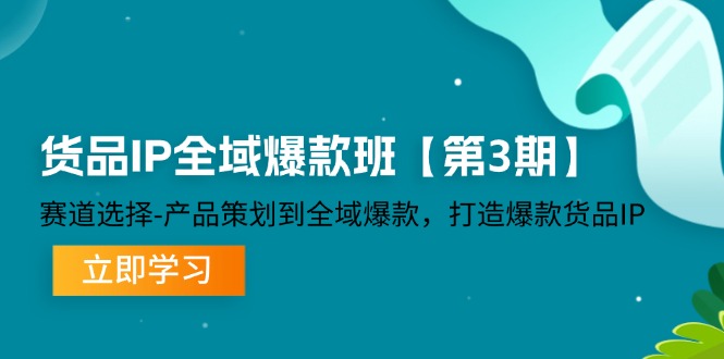 货品IP全域爆款班【第3期】赛道选择、产品策划到全域爆款，打造爆款货品IP - 来及网络