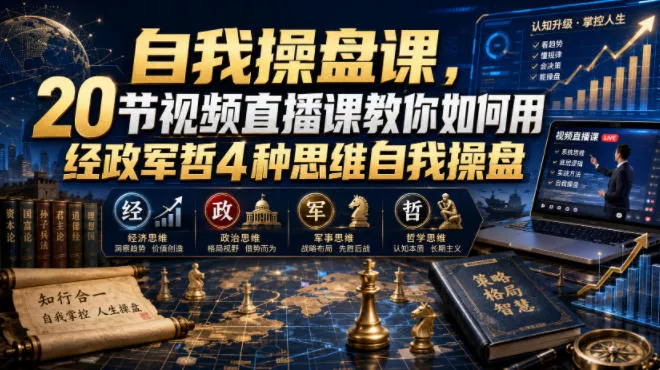 自我操盘课，20节视频直播课教你如何用经政军哲4种思维自我操盘 - 来及网络