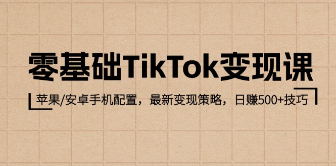 （12723期）零基础TikTok变现课：苹果/安卓手机配置，最新变现策略，日赚500+技巧 - 来及网络