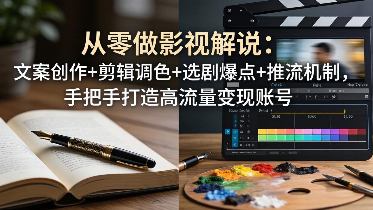 从零做影视解说：文案创作+剪辑调色+选剧爆点+推流机制，手把手打造高流量变现账号 - 来及网络