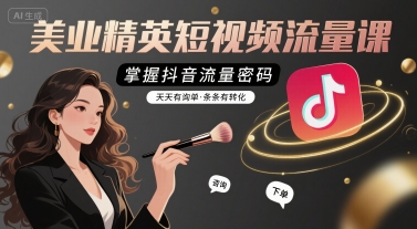 美业精英短视频流量课，掌握抖音流量密码，天天有询单，条条有转化 - 来及网络