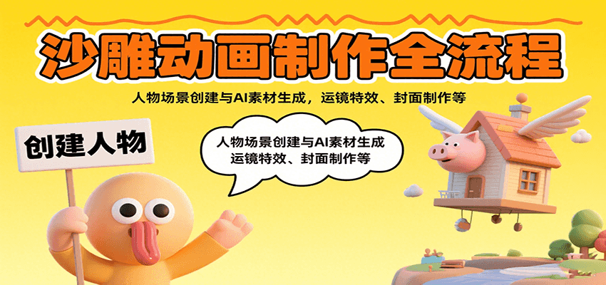 沙雕动画制作全流程：人物场景创建与AI素材生成，运镜特效、封面制作等 - 来及网络