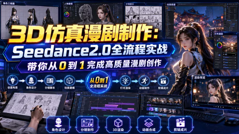 3D仿真漫剧制作：Seedance2.0全流程实战，带你从0到1完成高质量漫剧创作 - 来及网络
