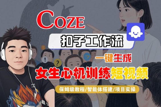 COZE扣子工作流一键生成女生心机训练短视频，保姆级教程-智能体搭建-项目实操 - 来及网络