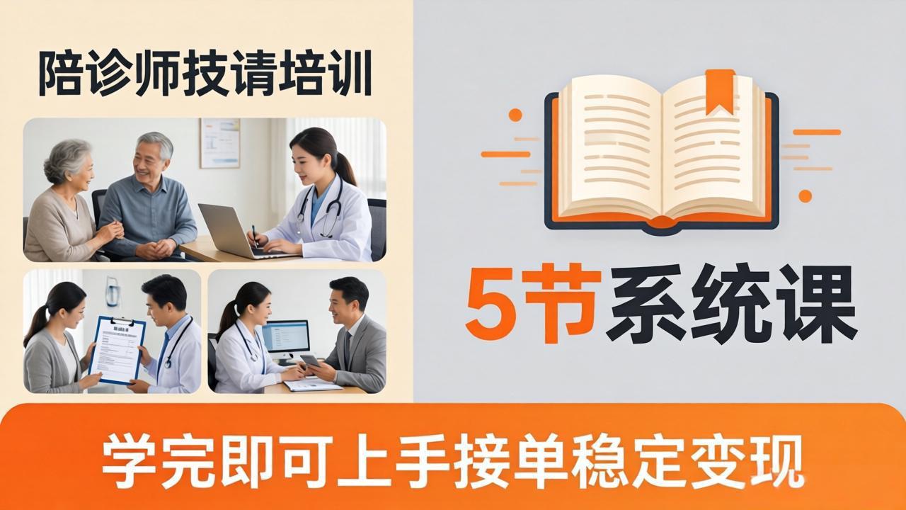 想做陪诊师不知从何下手？5节系统课教你掌握核心技能，学完即可上手接单稳定变现 - 来及网络