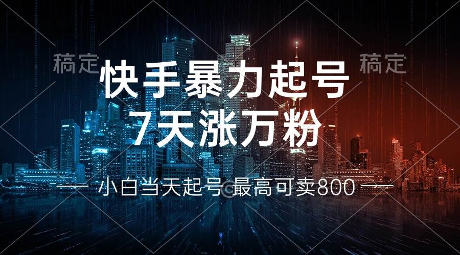 （13142期）快手暴力起号，7天涨万粉，小白当天起号 多种变现方式，账号回收，单月… - 来及网络