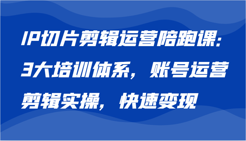 IP切片剪辑运营陪跑课，3大培训体系：账号运营 剪辑实操 快速变现 - 来及网络