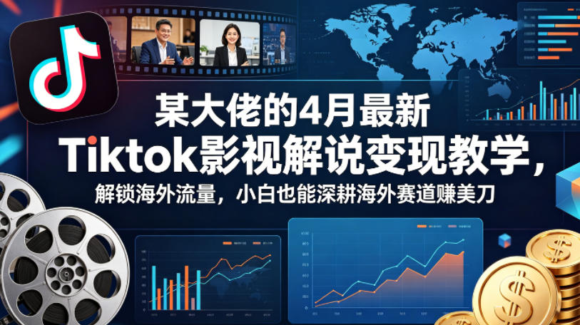 某大佬的4月最新Tiktok影视解说变现教学，解锁海外流量，小白也能深耕海外赛道賺美刀 - 来及网络