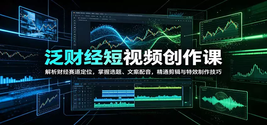泛财经短视频创作课：解析财经赛道定位，掌握选题、文案配音，精通剪辑与特效制作技巧 - 来及网络