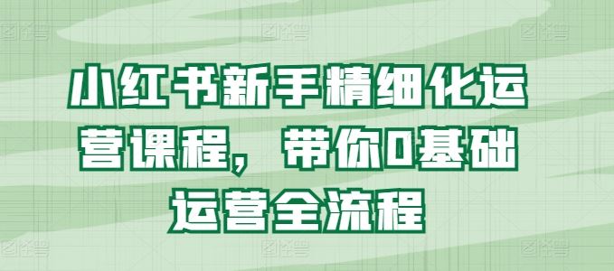 小红书新手精细化运营课程，带你0基础运营全流程 - 来及网络