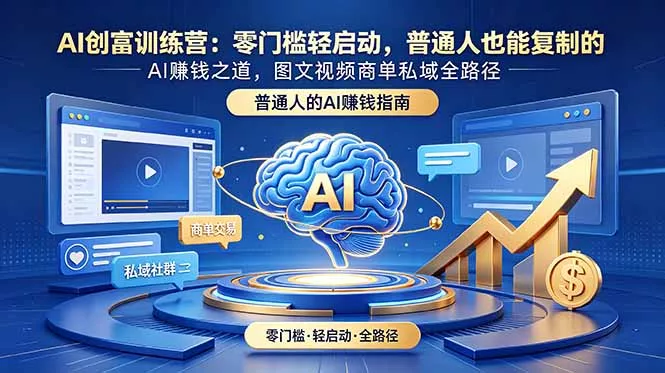 AI创富训练营：零门槛轻启动，普通人也能复制的AI赚钱之道，图文视频商单私域全路径 - 来及网络