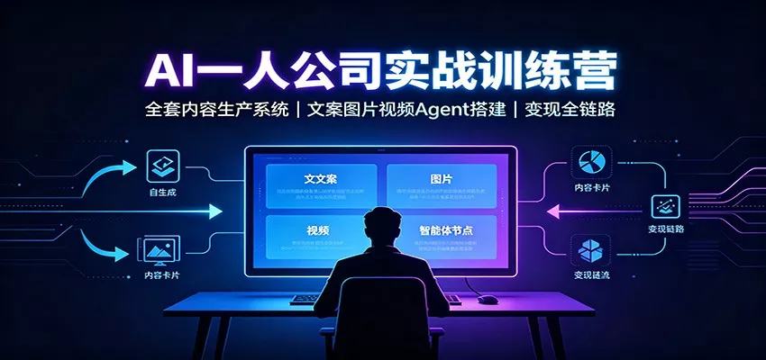 AI创作一人公司实战训练营：全套内容生产系统，文案图片视频Agent搭建变现全链路 - 来及网络