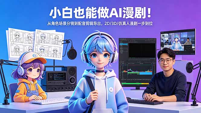 小白也能做AI漫剧！从角色场景分镜到配音剪辑导出，2D/3D/仿真人漫剧一步到位 - 来及网络