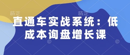 直通车实战系统：低成本询盘增长课，让个人通过技能实现升职加薪，让企业低成本获客，订单源源不断 - 来及网络