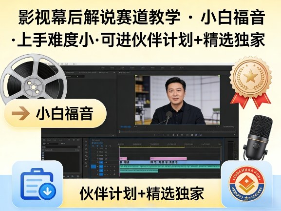 某大佬的影视幕后解说赛道教学，小白福音，上手难度小，可进伙伴计划+精选独家 - 来及网络